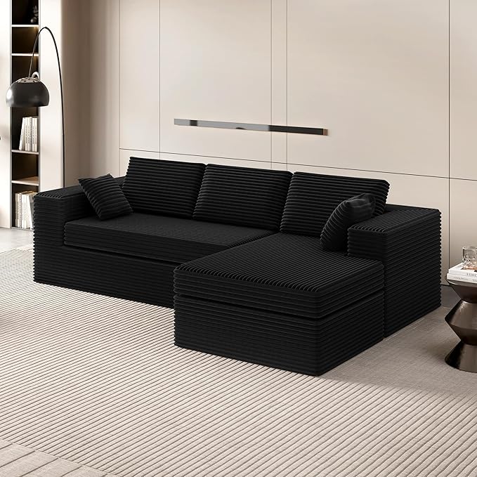 Extra Firm 108” Cloud Boneless Couches for Living Room,Modular Sectional Cloud Couch with Deep Seat, High-Resilience Foam/Sag-Resistant/Keeps its Form, No Assembly Required (Right-Facing Chaise) | Quick Assembly, Extra Firm Support, Not easily collapsed