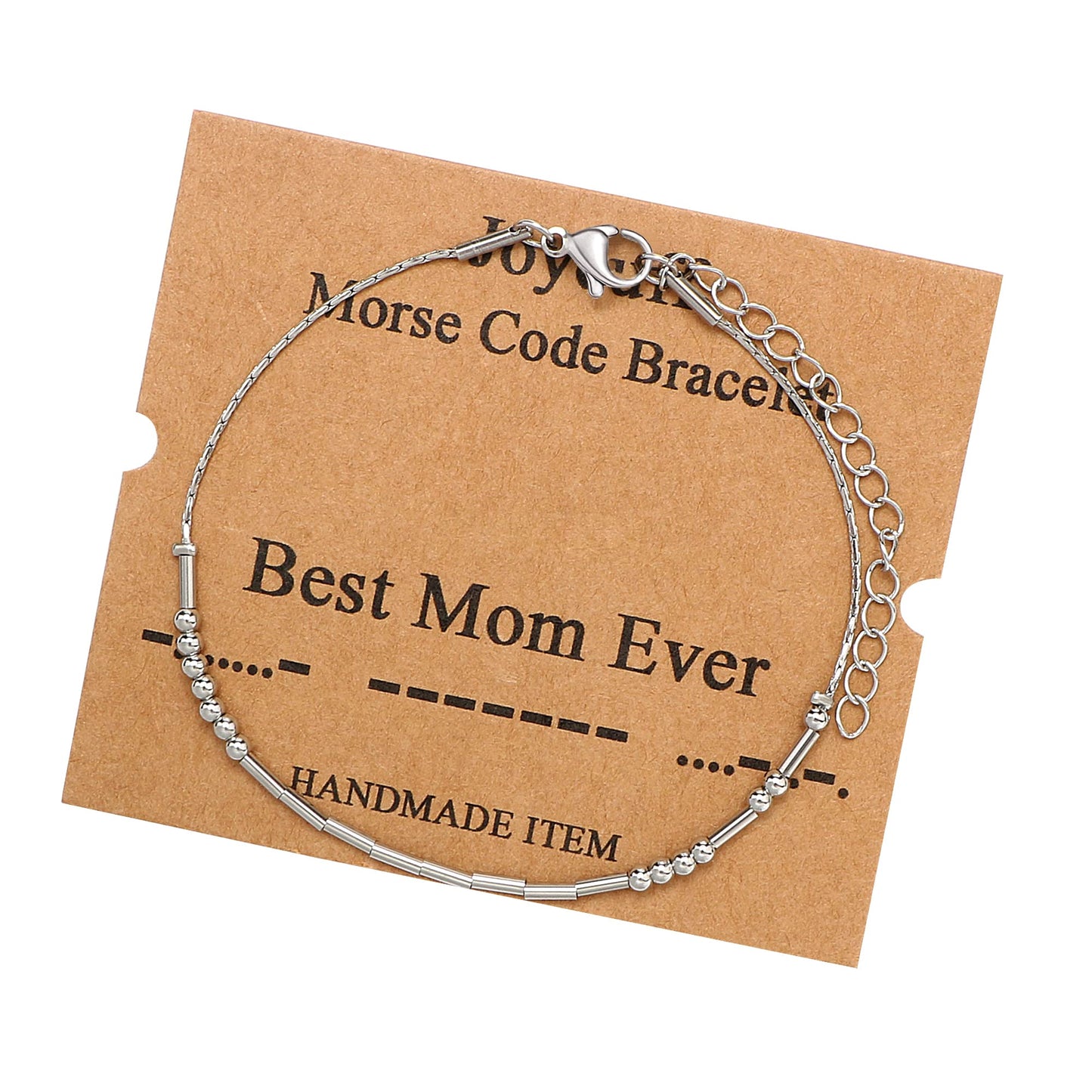 JoycuFF Mother's Day Bracelets Best Mom Ever Morse Code Bracelets for Women Motivational Mom Gifts for Her Birthday Thanksgiving