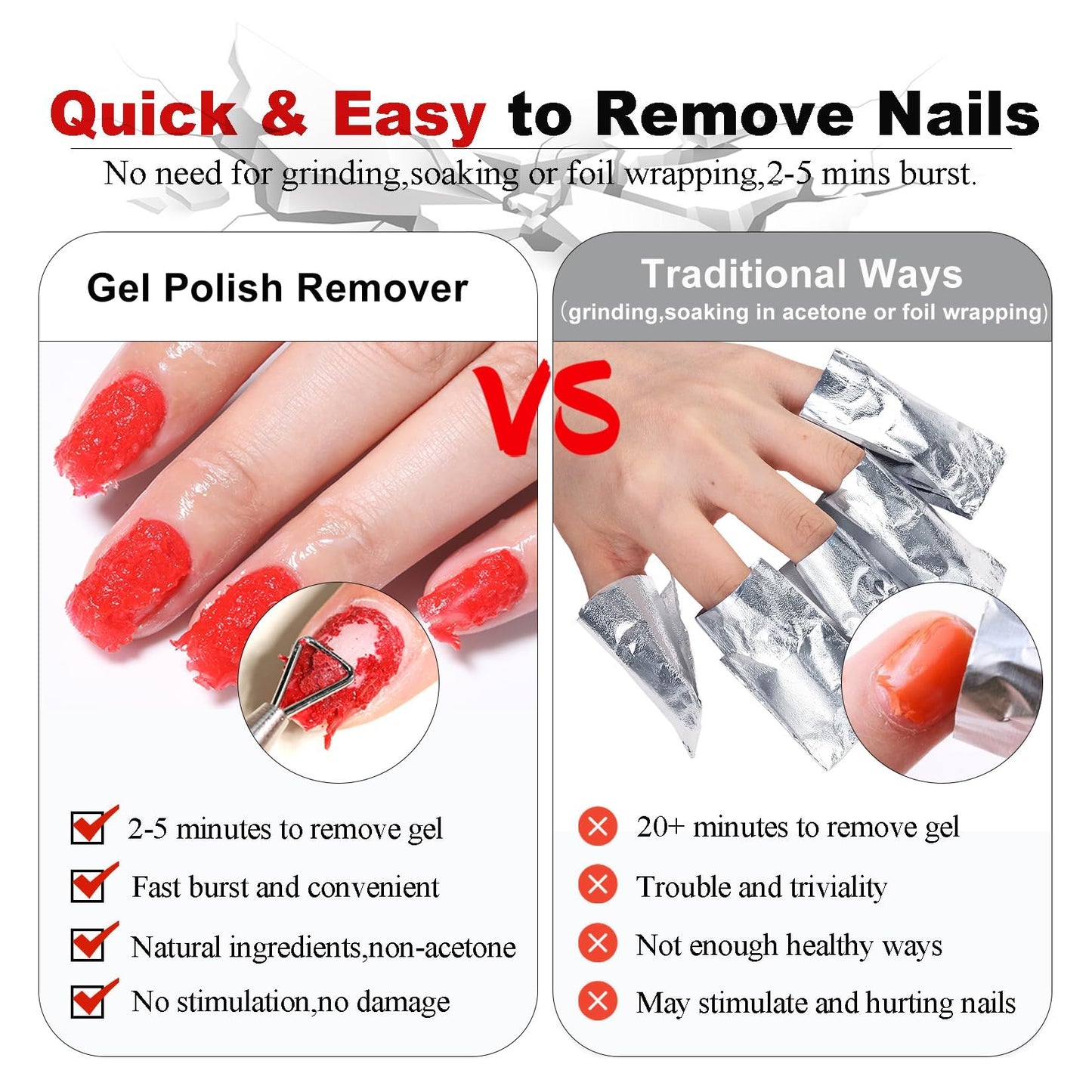 LOUINSTIC Nail Gel Polish Remover - 3 Pcs with Nail File - Non-Irritating, No Damage, Easy to Use at Home(15ml/0.5oz)