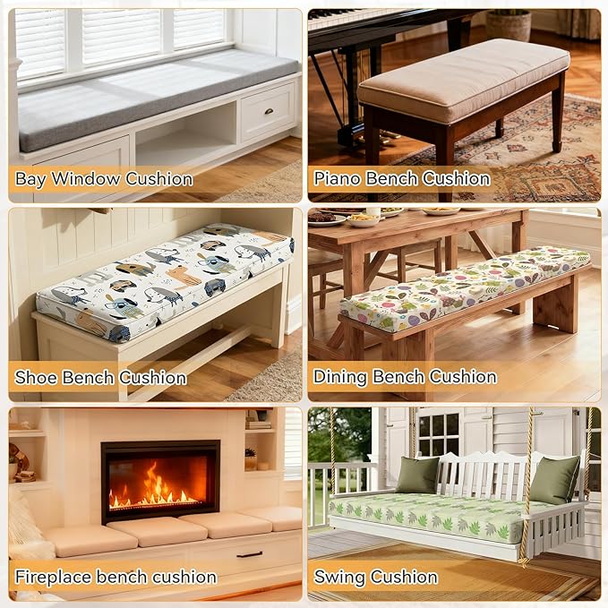 ROFIELTY Custom Bench Cushion, Durable Indoor/Outdoor Bench Seat Cushion, 70+ Colors to Choose from, Patio Furniture Bench Cushion, Multiple Scenarios Can be Applied (Custom Size)