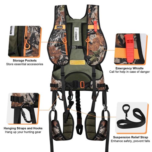 Kalkal Tree Stand Harness, Hunter Safety System Harness for Tree Stand, Lightweight Padded Hunting Safety Harness for Men