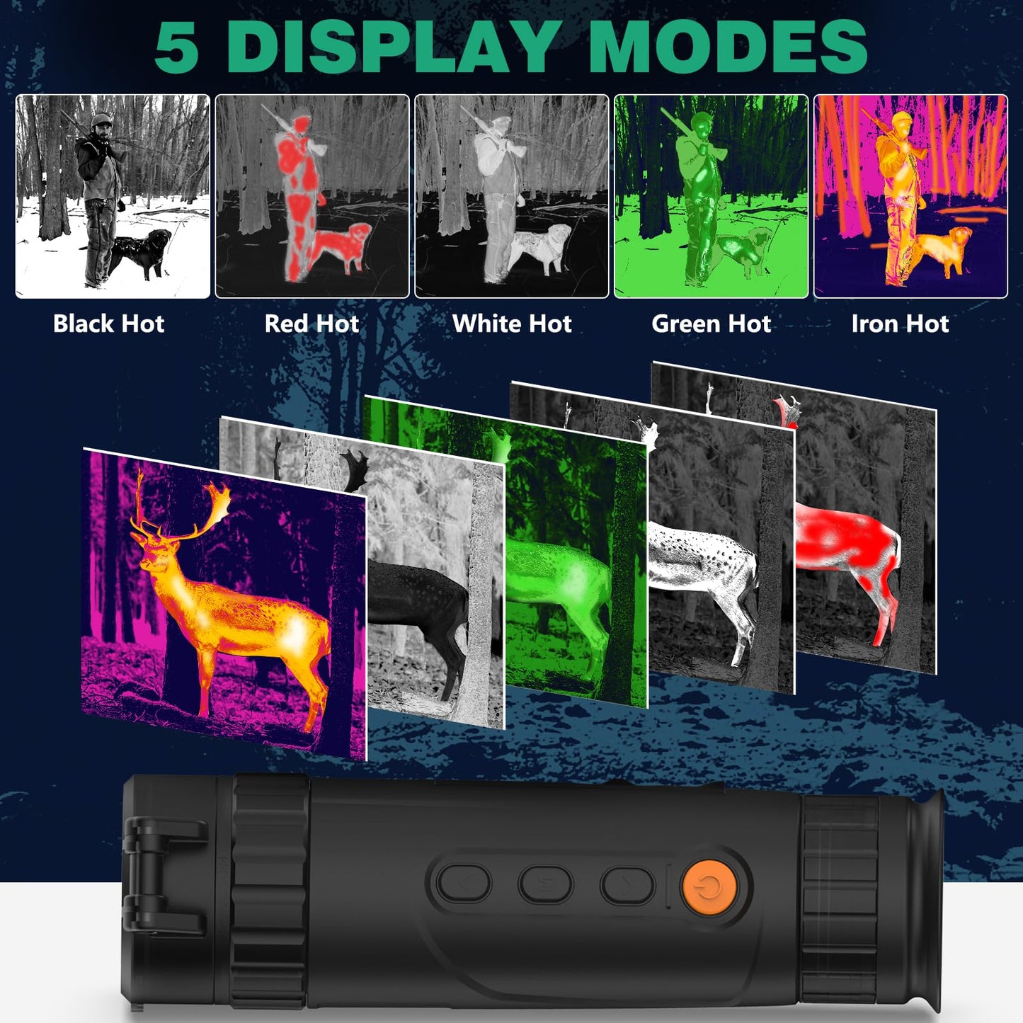 Night Vision Monocular 25mm 384x288 (50 Hz) Thermal Imaging Monoculars, 4X Digital Zoom, Detection 3620yd, 5 Mode, 7H+, No-Shutter Tech WiFi Heat Vision Infrared Imager for Hunting Camping
