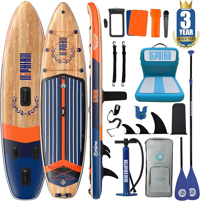 Niphean (Extra Large) Inflatable Paddle Board, SUP for 2+1 People/Family 500lbs Capacity Stand Up Paddle Board with SUP Ac...