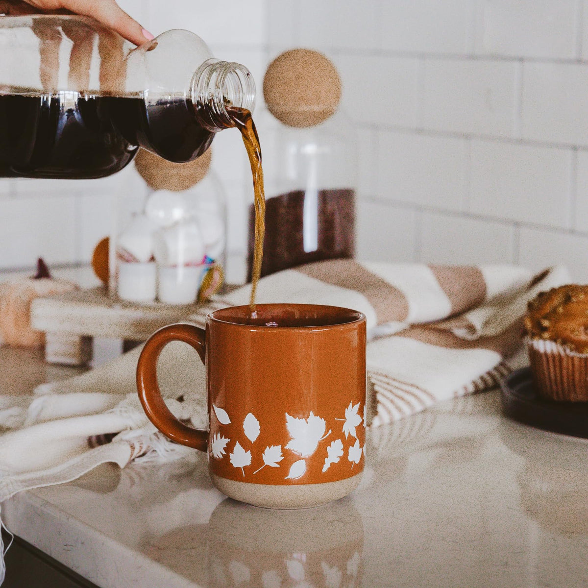 Sweet Water Decor Fall Mug Handcrafted Stoneware Coffee Mug with Autumn Leaves Design - Cozy and Stylish Fall Coffee Mugs - Unique Durable Fall Mugs for Autumn - Perfect Fall Mug for Gifting