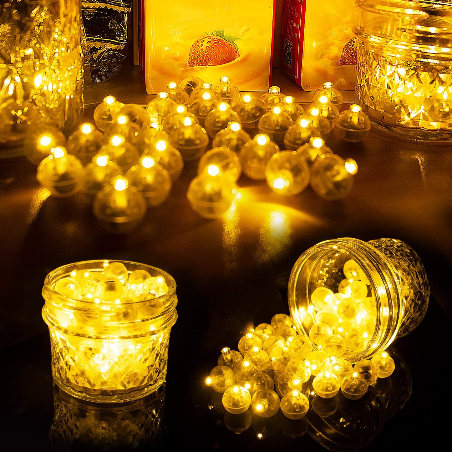 Aogist 200pcs Yellow Balloon Light,Long Standby Time Waterproof Mini Ball Light,Round LED Flash Lamp for Paper Lantern Balloon Party,Wedding,Birthday,Festival,New Year and Christmas Decorative