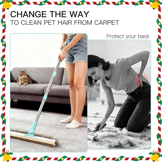 Carpet Rake for Pet Hair Removal：Upgraded 3 In 1 Reusable Carpet Scraper Pet Tool Kit, Adjustable Handle for Deep Clean Dog & Cat Hair Remover, Lint Remover Scraper for Carpets, Mats, Rugs, Car&Couch