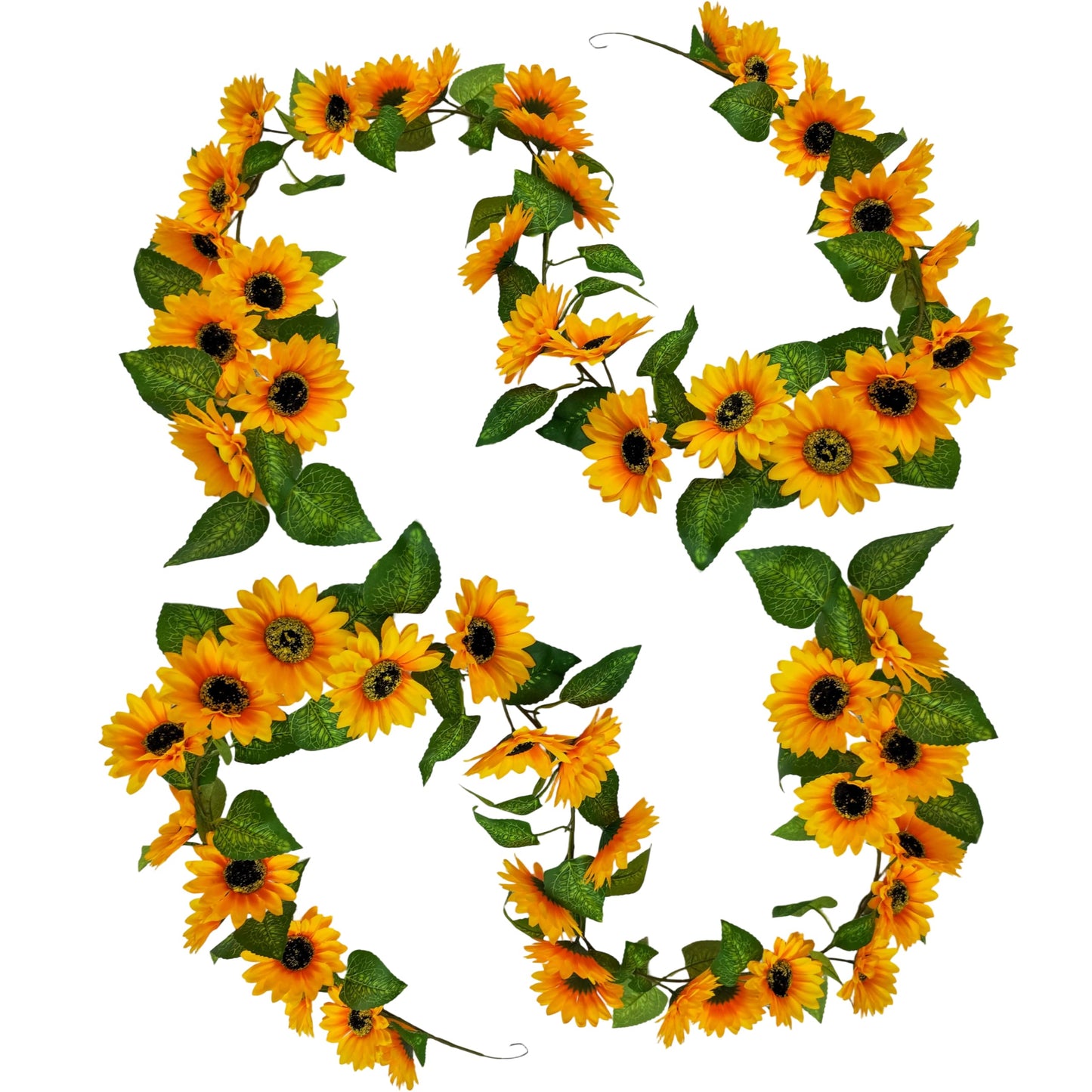 HongRuicraft Artificial Garlands and Wreaths Having 28 Flowers,6.23ft Yellow Flower Room Kitchen Garden Birthday Wedding Shower Party Table Decor Wall Decor Artificial Flowers for Outdoors（2 Items）