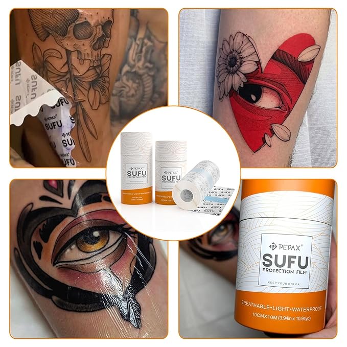 PEPAX SUFU Tattoo Aftercare Bandage - 6"x 10 Yard Second Skin Tattoo Cover Up Patch Waterproof Tattoo Bandage Breathable Tattoo Cover Up Tape Transparent Tattoo Wrap for Healing Tattoo Protection Film