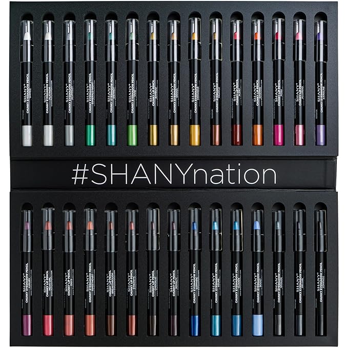 SHANY Chunky Eyeshadow Pencils Lip Liner, Eyeliner, Eye Pencils - Multi-Use Chunky Pencils for Eye Shadow, Lip Makeup, Lipstick with Vitamin E,Aloe Vera - Gift Box - Set of 30 Colors