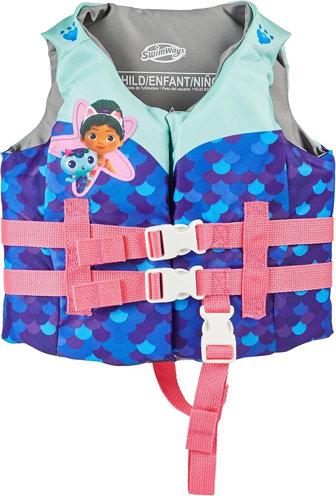 SwimWays Gabby's Dollhouse Swim Trainer Life Jacket, US Coast Guard Approved Life Vest Kids Swim Vest, Pool Floats & Life ...