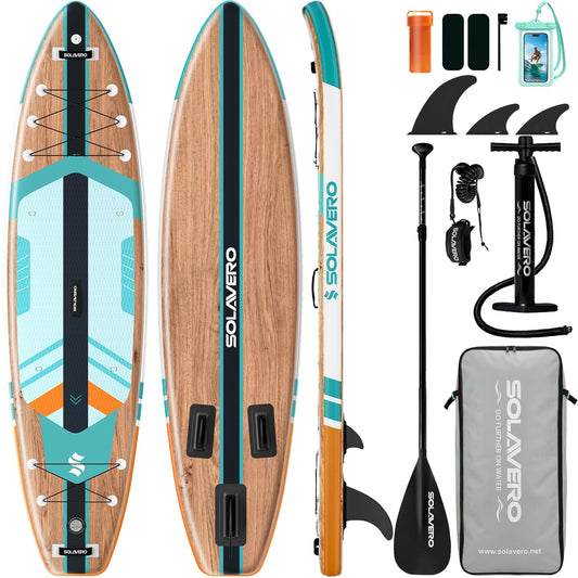 SOLAVERO 11'6" Inflatable Paddle Board with Premium SUP Board Accessories, Stand Up Paddle Board with Anti-Slip EVA Deck for Youth & Adults of All Skill Levels, Inflatable SUP for Yoga, Fishing, Surf