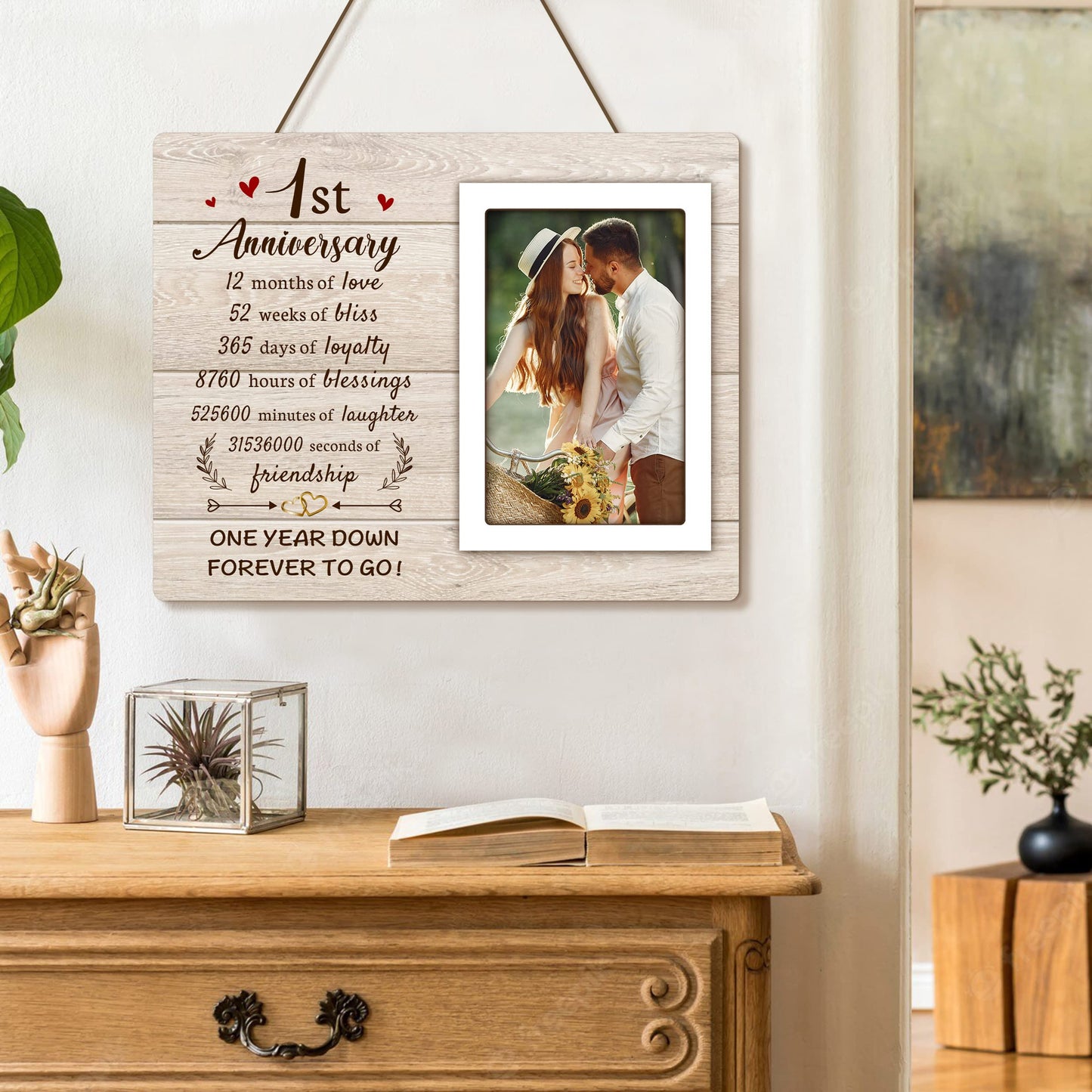 Pandasch 1st Anniversary Paper Gifts for Him Her - One Year Romantic Wedding Picture Frame Fit 4x6 Photos for Boyfriend Girlfriend, 1 Year Anniversary Valentines Gifts for Husband Wife Couple
