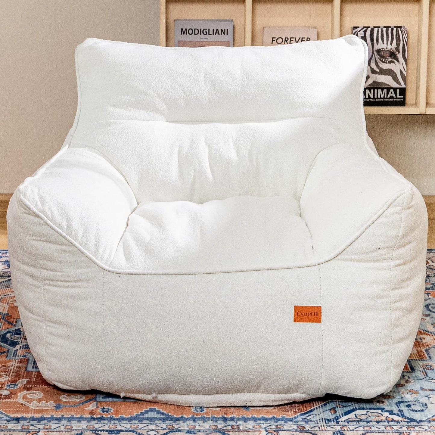 Cvortll Bean Bag Chair for Adults, Comfy Tufted Bean Bag Chair Sofa with Armrests, Lazy Beanbag Chair with Foam Filler Stuffed Bean Bag Couch Sofa for Reading in Bedroom, Living Room and Dorms