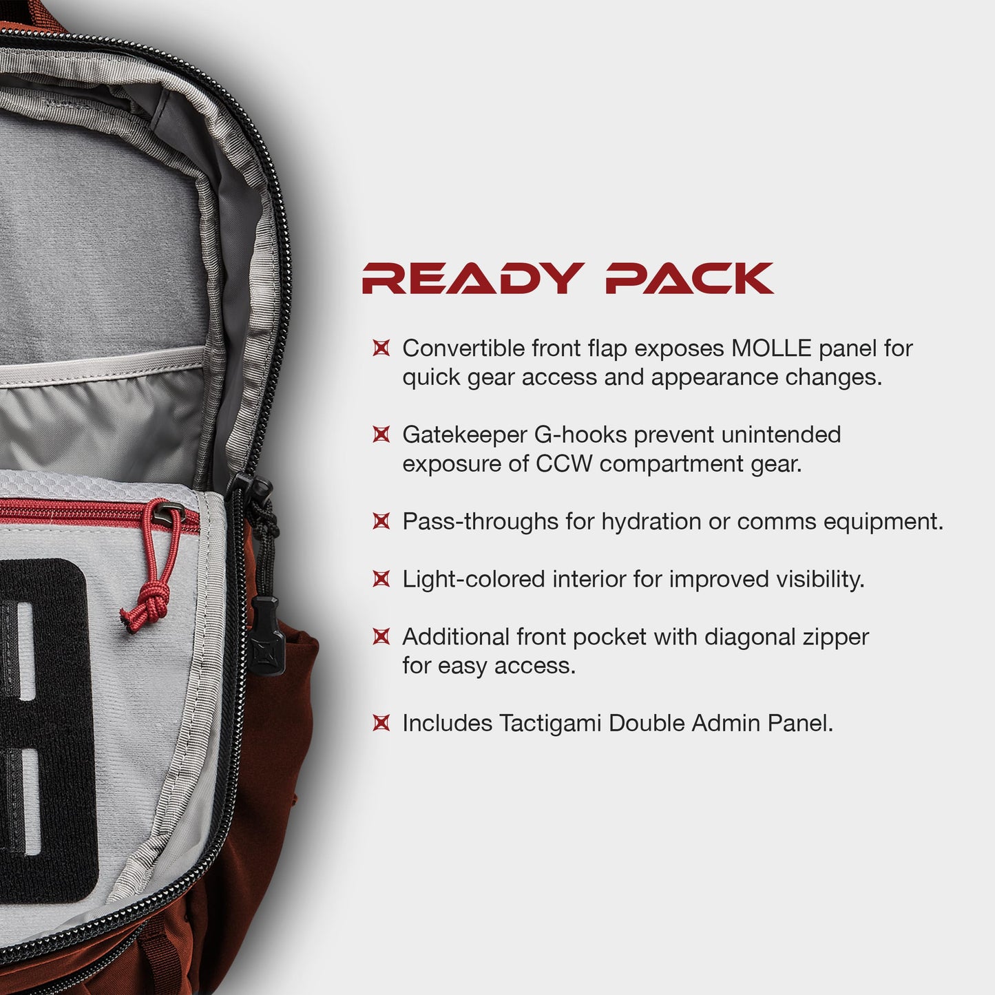 Vertx ReadyPack Tactical Backpack - 20L EDC Backpack with CCW Access, Rapid Pull Tab, and Convertible MOLLE Front Panel - It's Black