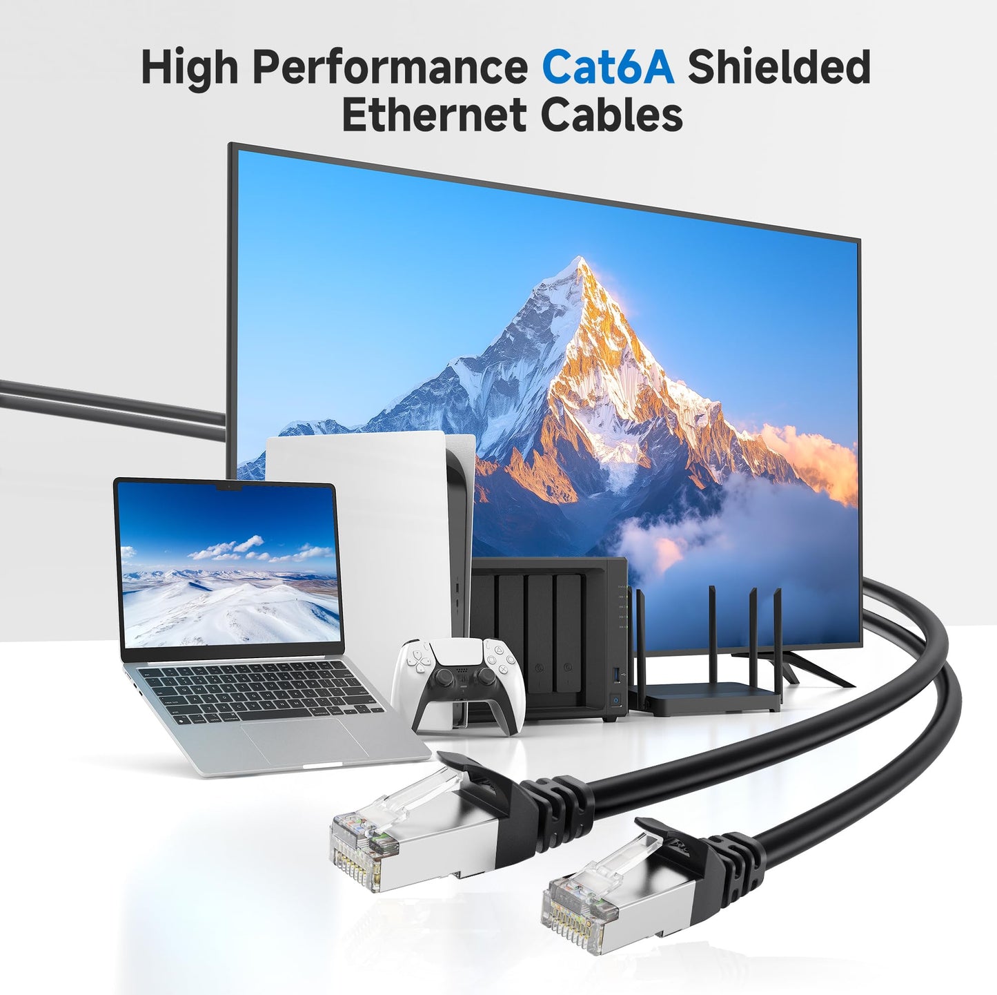 Cable Matters 10Gbps Snagless Long Shielded Cat 6A Ethernet Cable - 125Ft, Cat 6A Cable, Cat6A Cord, Ethernet Cord, Black