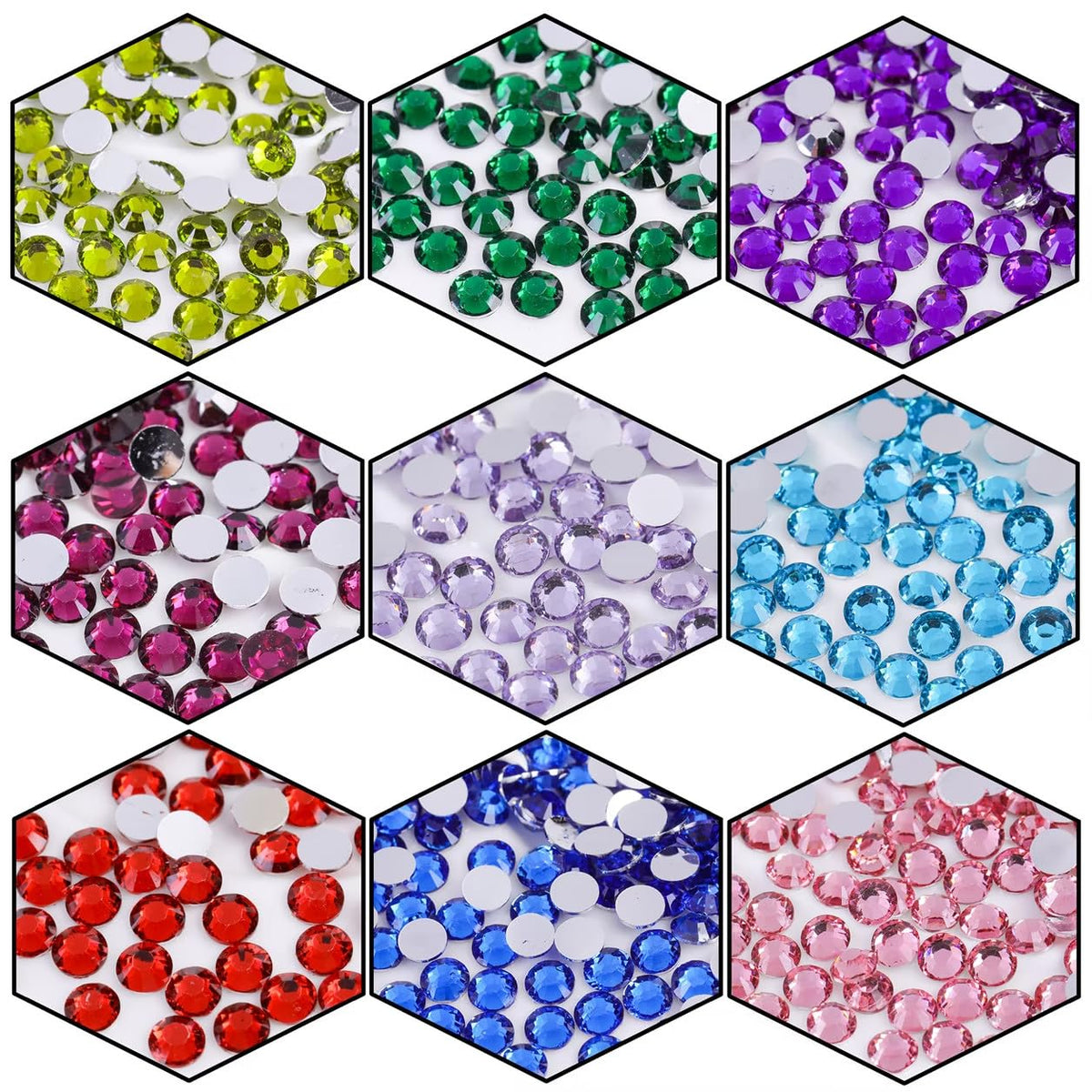 4500 Pcs SS6 2mm Flatback Rhinestones for Nails Art Crafts Glitter Round Gems Crystals DIY Clothes Shoes(Black)