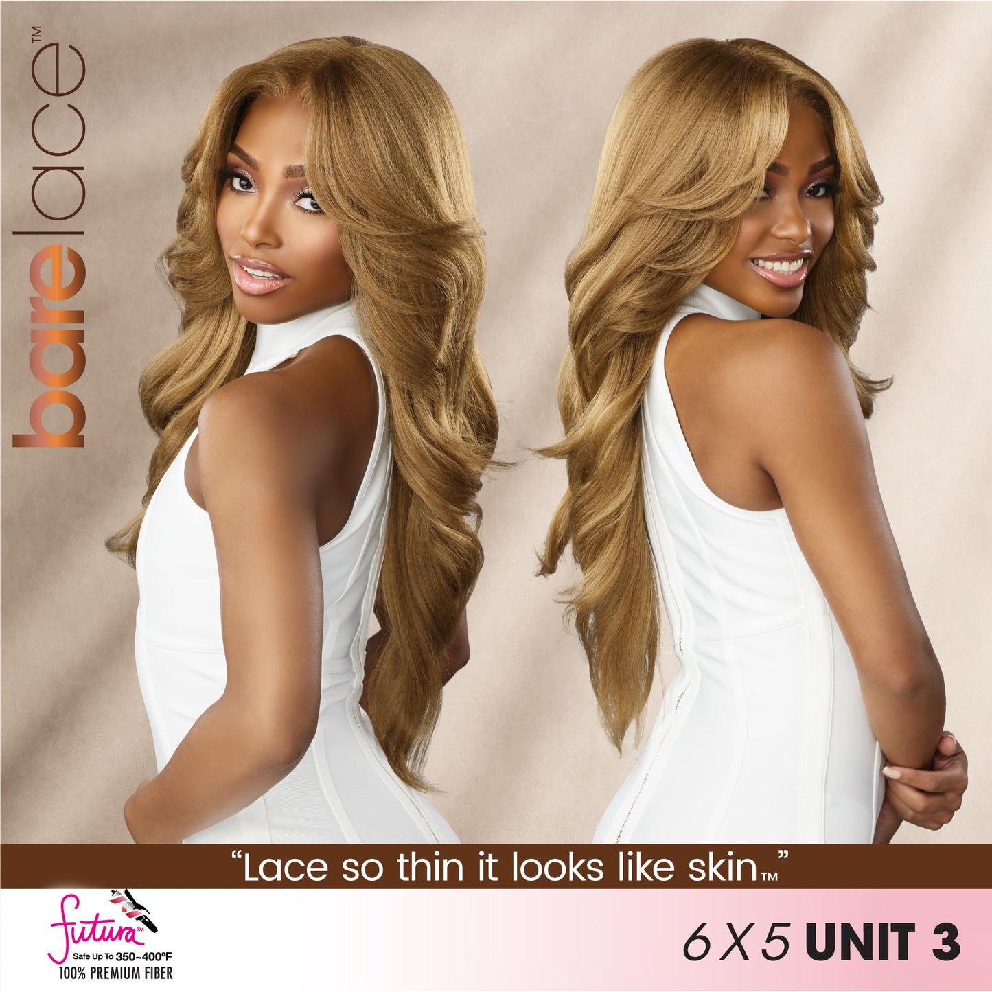 Sensationnel Bare Lace 6X5 Lacewig - Unit 3 Lacefrontal Glueless Synthetic 180 Degree Preplucked Hairline (CARAMELBLONDE)