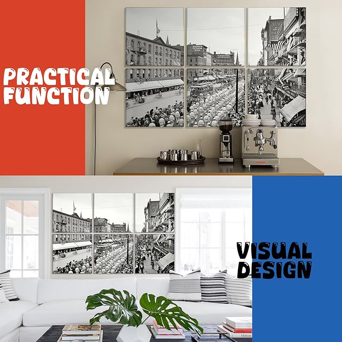EVENRISING Acoustic Wall Panel 6 Pack, 23.6"x23.6"Decorative Art Soundproof Panel, Sound Absorb Self-Adhesive Panel, Acoustic Treatment for Studio, Home Theater, Office (Spectacle March 1900)