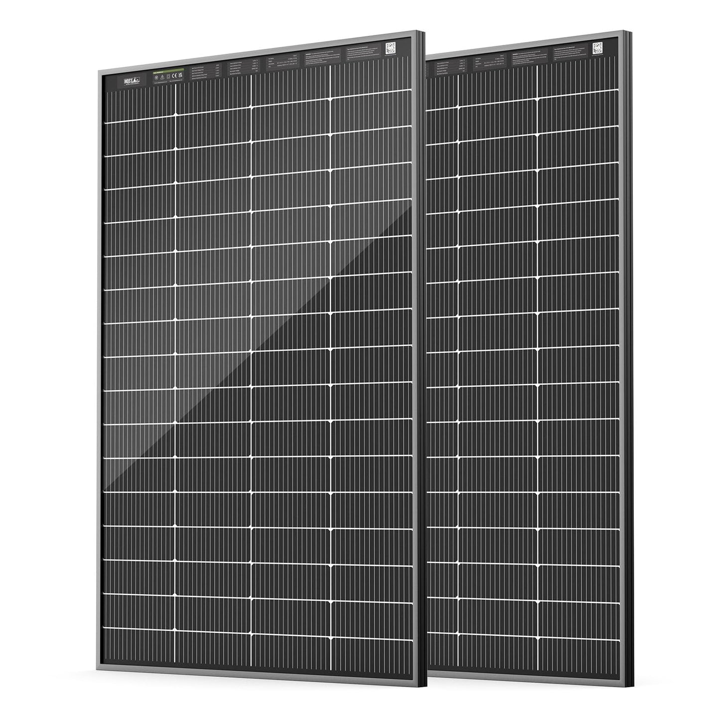 HQST N-Type 16BB 200 Watt Bifacial Solar Panel, Compact & Lightweight Solar Panels with 30 Years Lifespan, up to 25.4% Efficiency, IP65 for RV, Van, Trailer, Marine, Rooftop, Farm, Off Grid- 2 Packs
