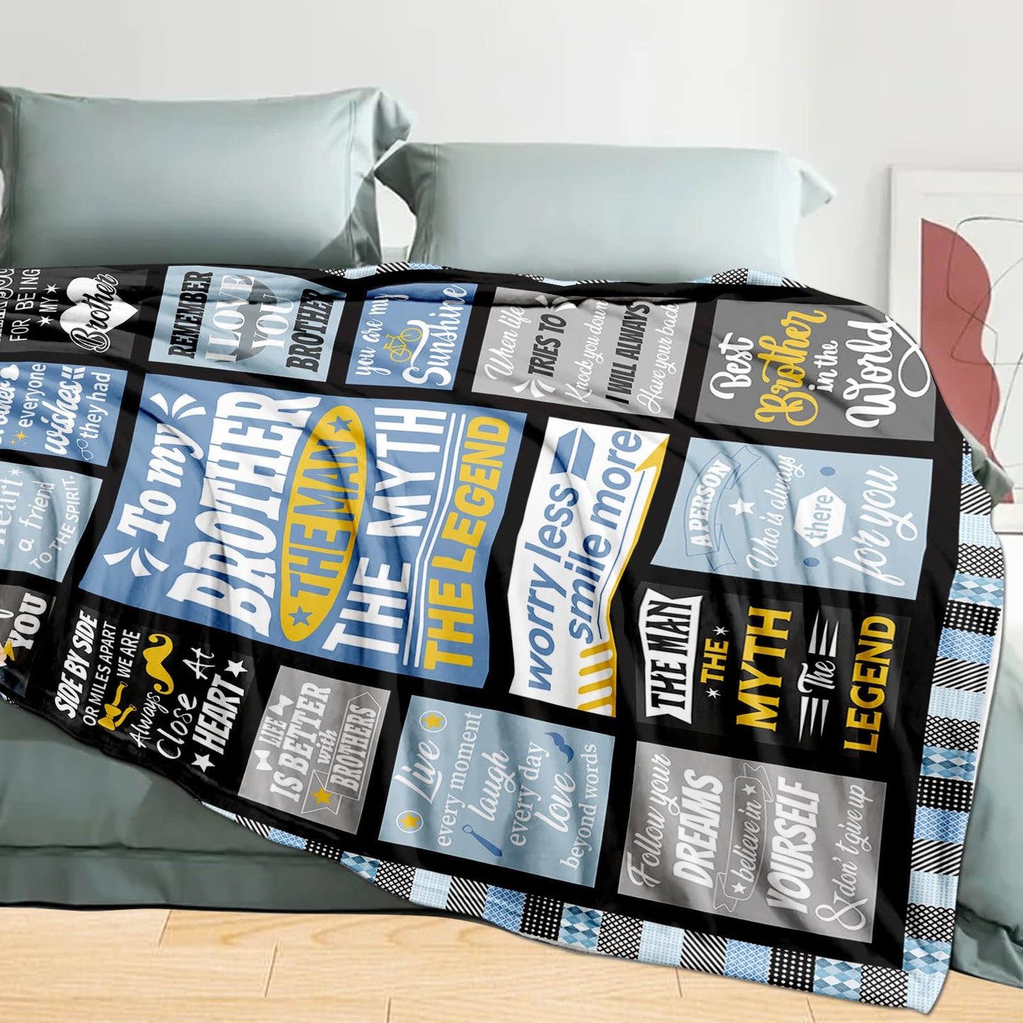 Birthday Gift for Brother, Funny Soft Warm Throw Blanket 50" X 60", Big Brother Gifts from Sister, Thoughtful Birthday Christmas Graduation Fathers Day Blanket for Best Bro