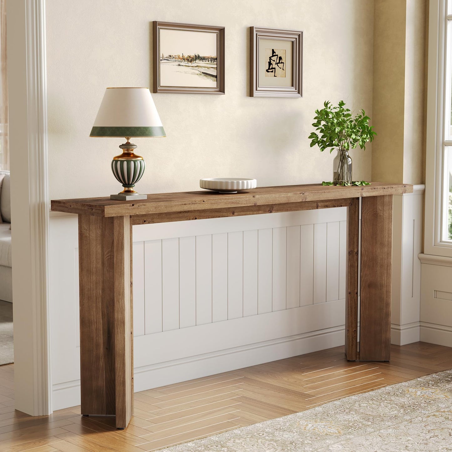 Solid Wood Console Table, 70.9-Inch Narrow Long Sofa Table Behind Couch, Farmhouse Entryway Table for Living Room, Hallway, Foyer