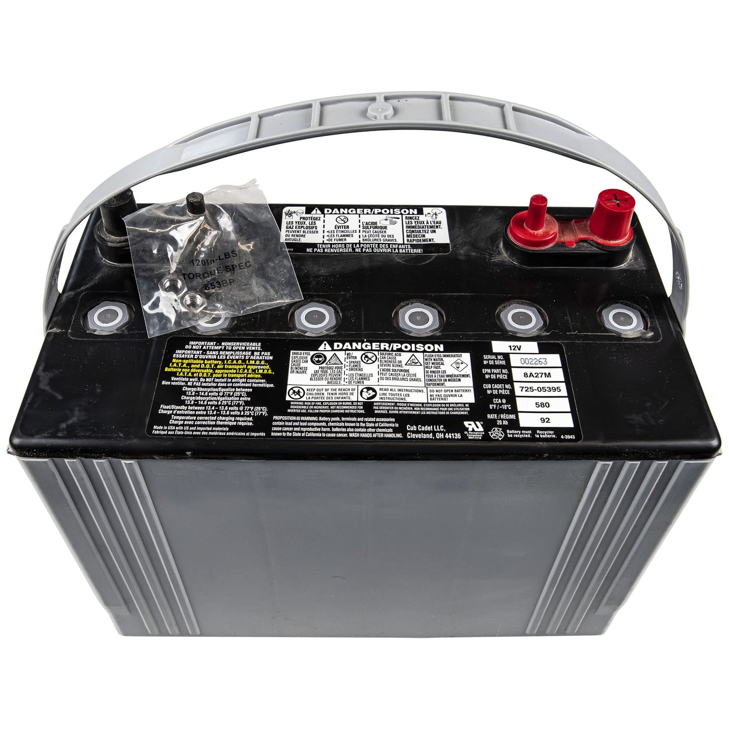 Cub Cadet 725-05395 12 Volt Battery For Rzt-S42 Zero-Turn Lawn Mowers