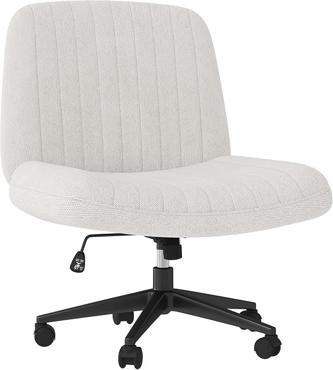 Shintenchi Criss Cross Chair,Cross Legged Office Seat with Wheels Armless Swivel Vanity Chair,Height Adjustable Wide Compu...