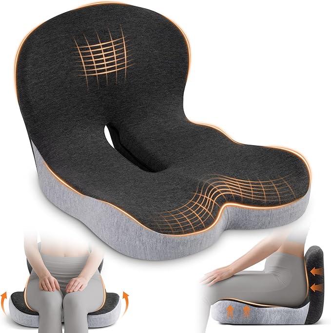 SSPATIOS Seat Cushion, Office Chair Seat Cushions for Office Chair with L-Shaped Ergonomic Design, Memory Foam Chair Cushi...