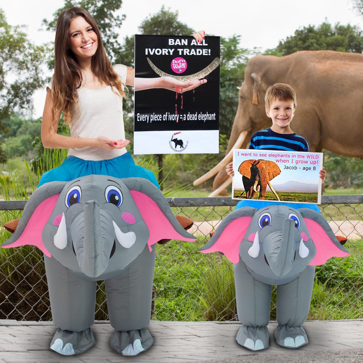 anroog Inflatable Costume for Adult Elephant Costume Halloween Blow Up Ride on Elephant Costumes Animals Suit for Men Women Cosplay Party