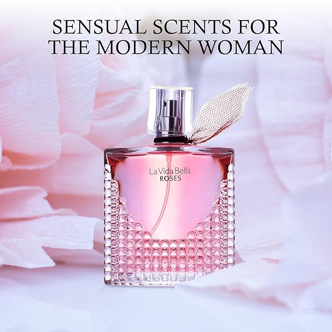 4-Piece Women's Perfume Set with 10ml Rollerball, EDP Collection, Variety of Fragrances,Long Lasting Fragrance (Sarah Candy/dcy black/La vida bella rose/Nice Girl Pink)