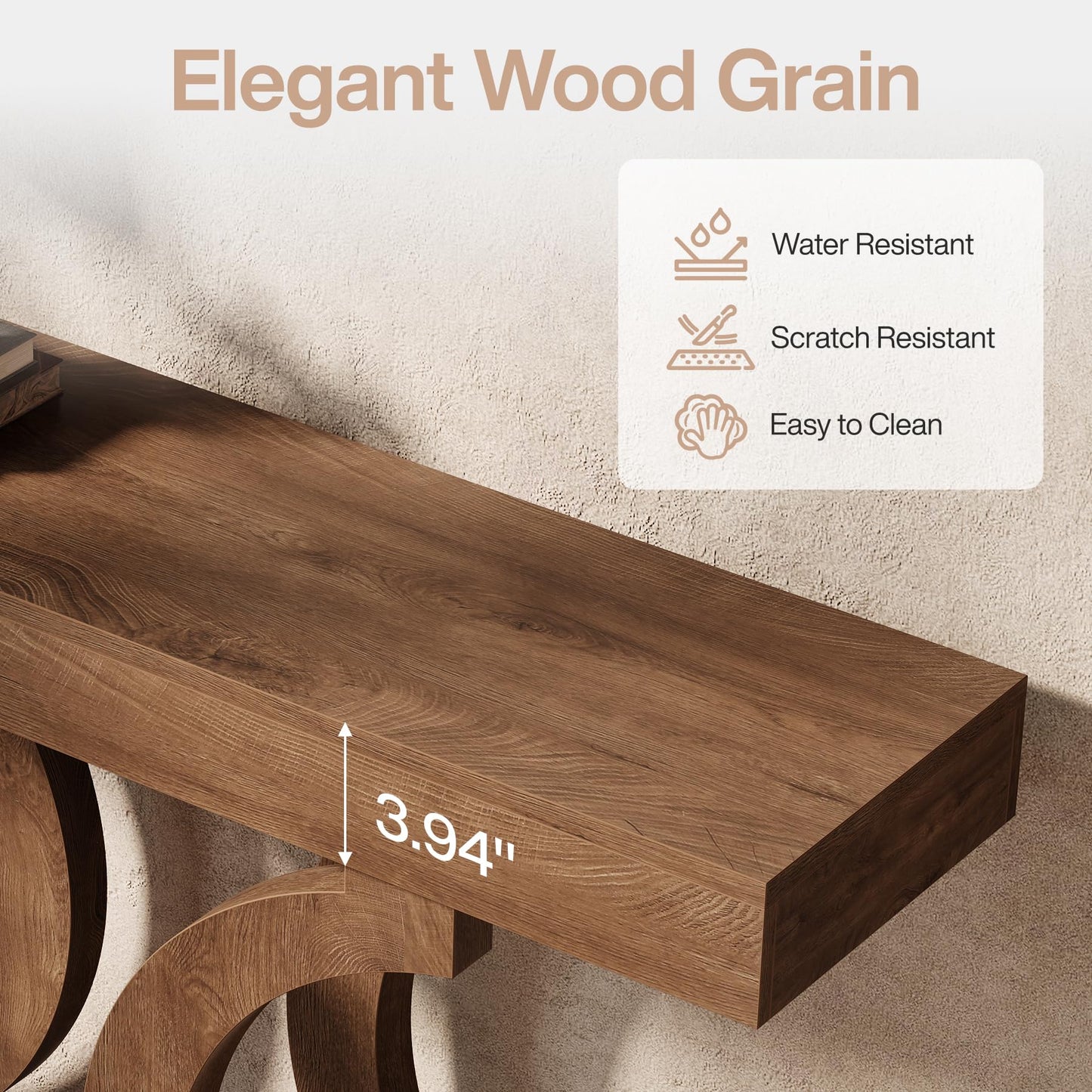 Tribesigns 43.31-Inch Farmhouse Console Table for Entryway, Unique Narrow Sofa Table Behind the Couch with Curved Legs for Living Room, Hallway, Foyer, Entrance, Rustic Brown