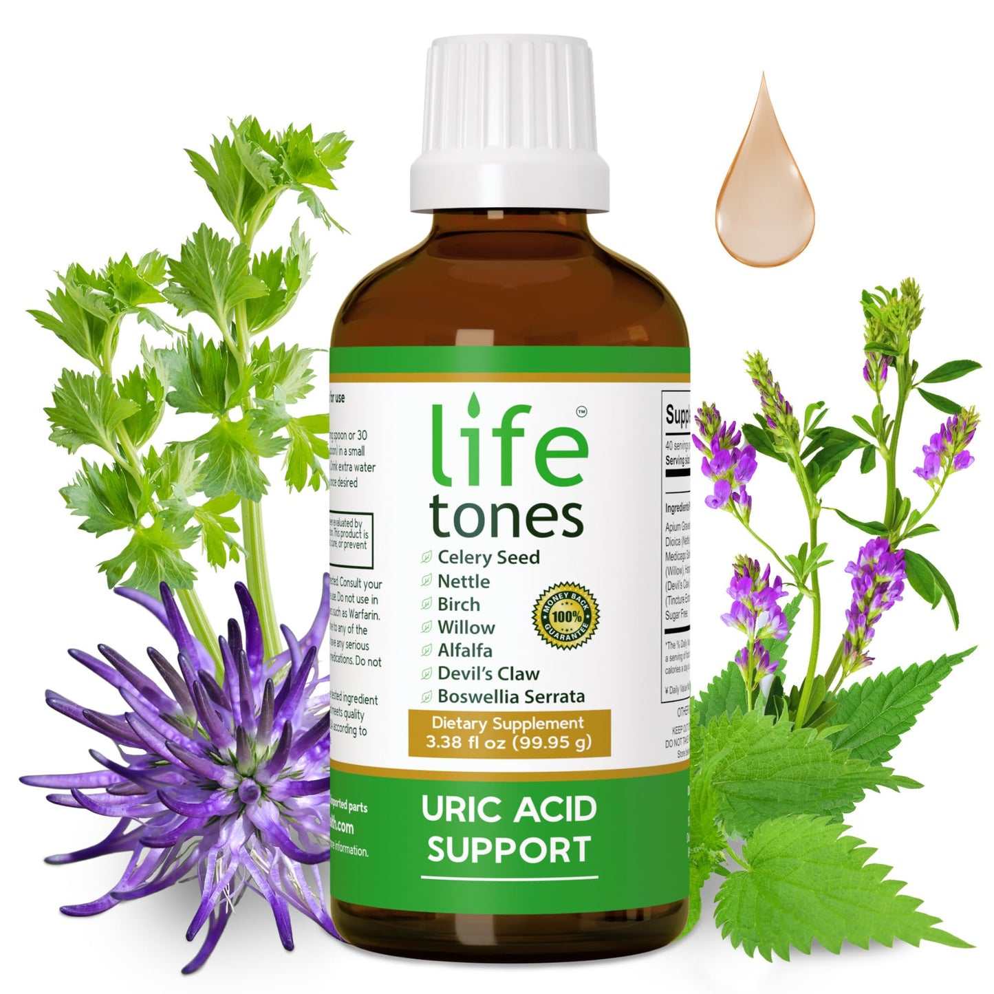 Life Tones Uric Acid Support - Joint Health for Men & Women - Liquid Uric Acid Cleanse for High Absorption - Herbal Cleanse Detox for Joint Comfort - Boost Flexibility - 3.38 fl oz