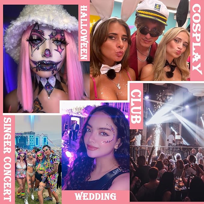 Body Glitter Face Glitter Gel: Singer Concerts Disco Festival Rave Accessories Face Glitter Makeup 100ml Chunky Sequins Mermaid for Party Cosplay Halloween (2 Orange)