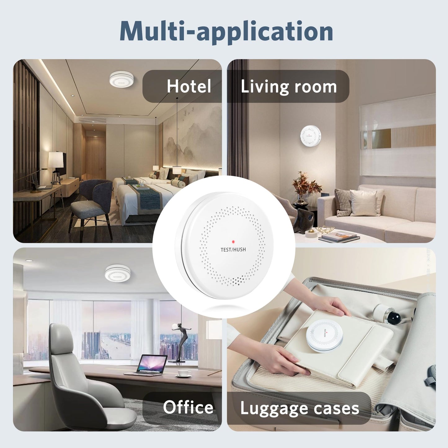 Smoke Detector Carbon Monoxide Detector Combo 10 Year Battery, HATHEPHS Slim Smoke Alarm CO Detector with Large Test/Silence Button, Adhesive & Screws Included