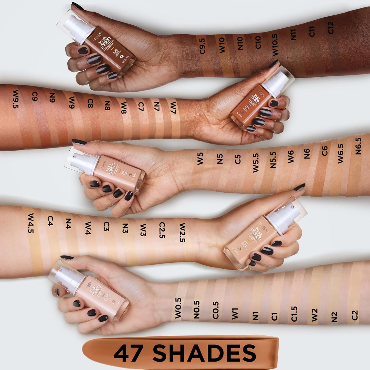 L'Oreal Paris True Match Super-Blendable Foundation, Medium Coverage Liquid Foundation Makeup, N11, Deep, 1 Fl Oz