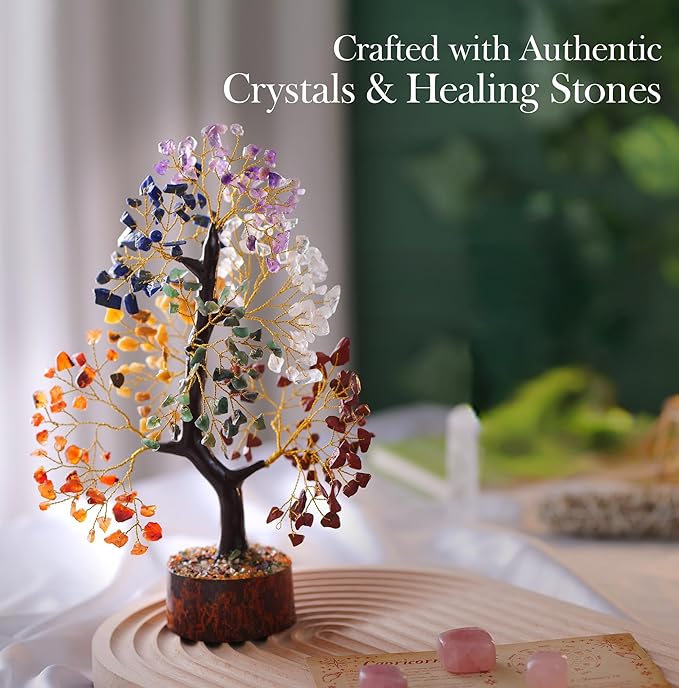 PYOR 7 Chakra Tree of Life Crystal Tree – Healing Crystals & Stones | Housewarming Gift for New Home | Birthday Gift for Women | Home Decor Office Decor | Room Decor