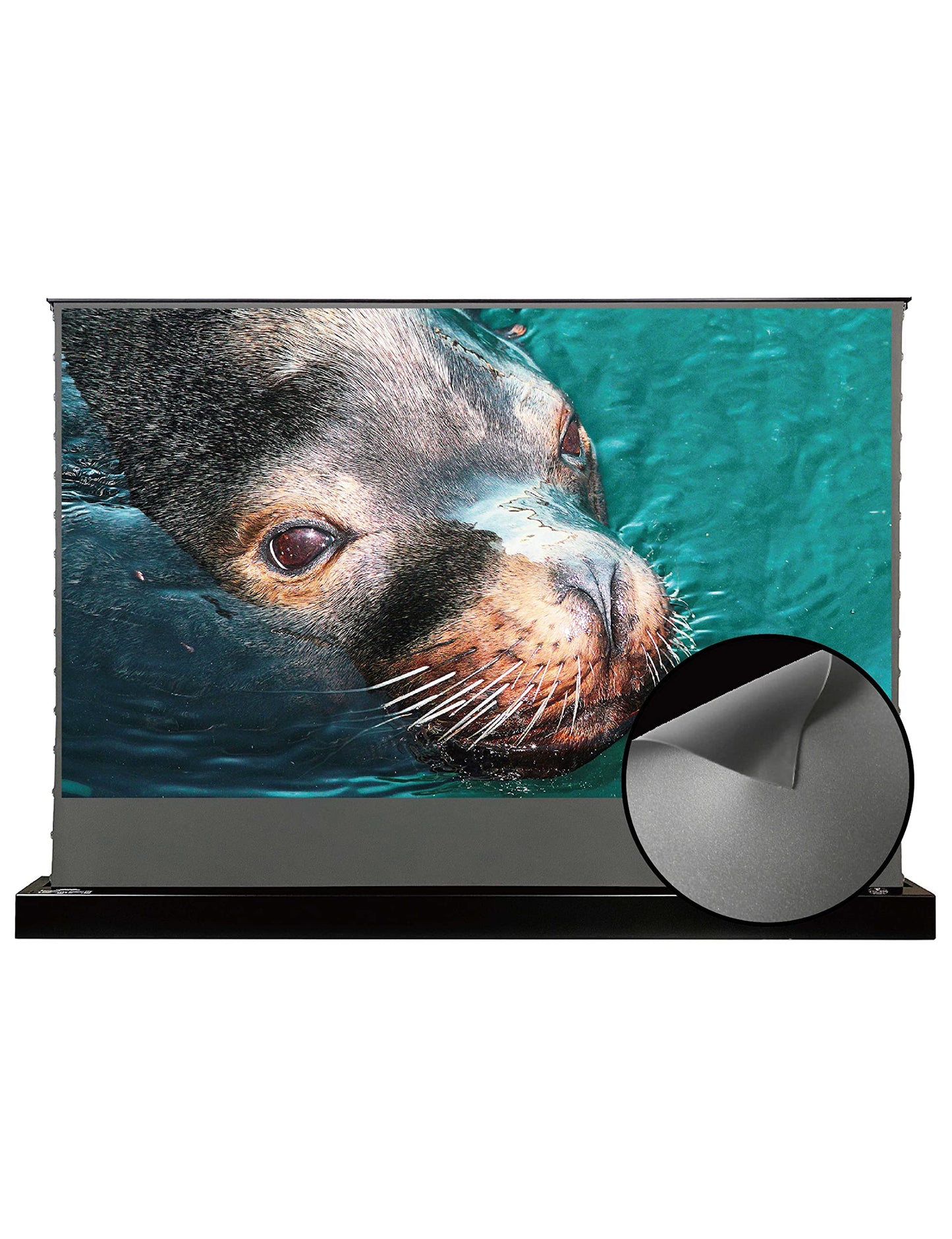 VIVIDSTORM-Projector Screen,Long Focus Ambient Light Rejecting Screen,Black Housing Motorized Floor-Rising Projection Screen,Suitable for Lumen up to 2500ANSI of Normally Projector,VSDSTALR135H