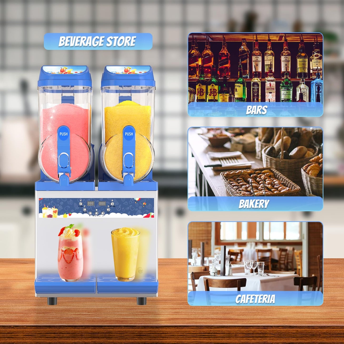 AnyDoor Commercial Slushy Machine - 1000W 30L Tanks Slush Maker Machine 304 Stainless Steel Commercial Margarita Machines Efficient Cooling ETL Approval Slushie Maker for Bars Cafes Restaurants