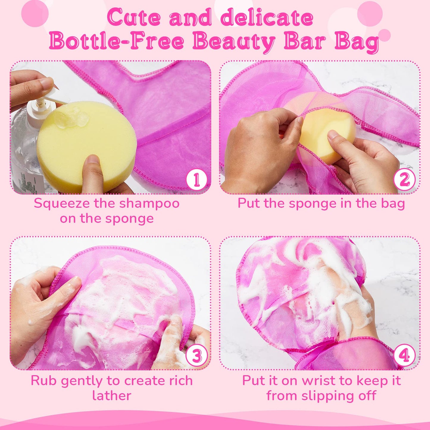 Nuanchu 2 Pcs Shampoo Bar Holder Bag Soap Saver Bag Beauty Shampoo Conditioner Bar Pouch Rabbit Shape Travel Soap Holder Loofah