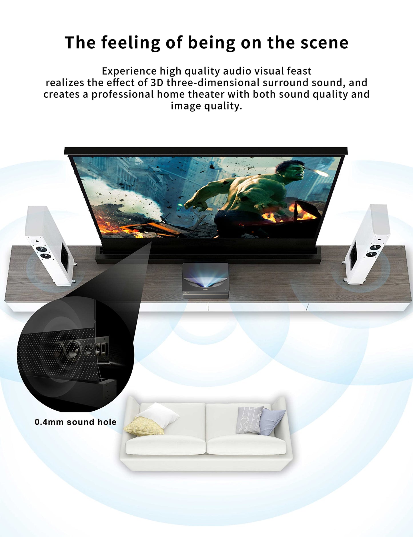 Elevate Your Home Theater Experience with The VividStorm S Pro Motorized Tension Floor Rising UST Projector Screen,VSDSTUST100HP