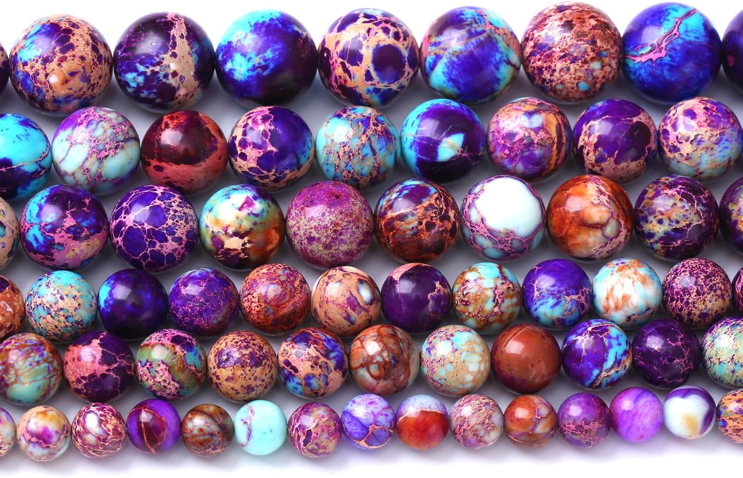 38PCS 10mm Natural Galaxy Sea Sediment Jasper Beads Gemstone Round Loose Spacer Stone Beads for Jewelry Making DIY Bracelet Necklace 15 Inch
