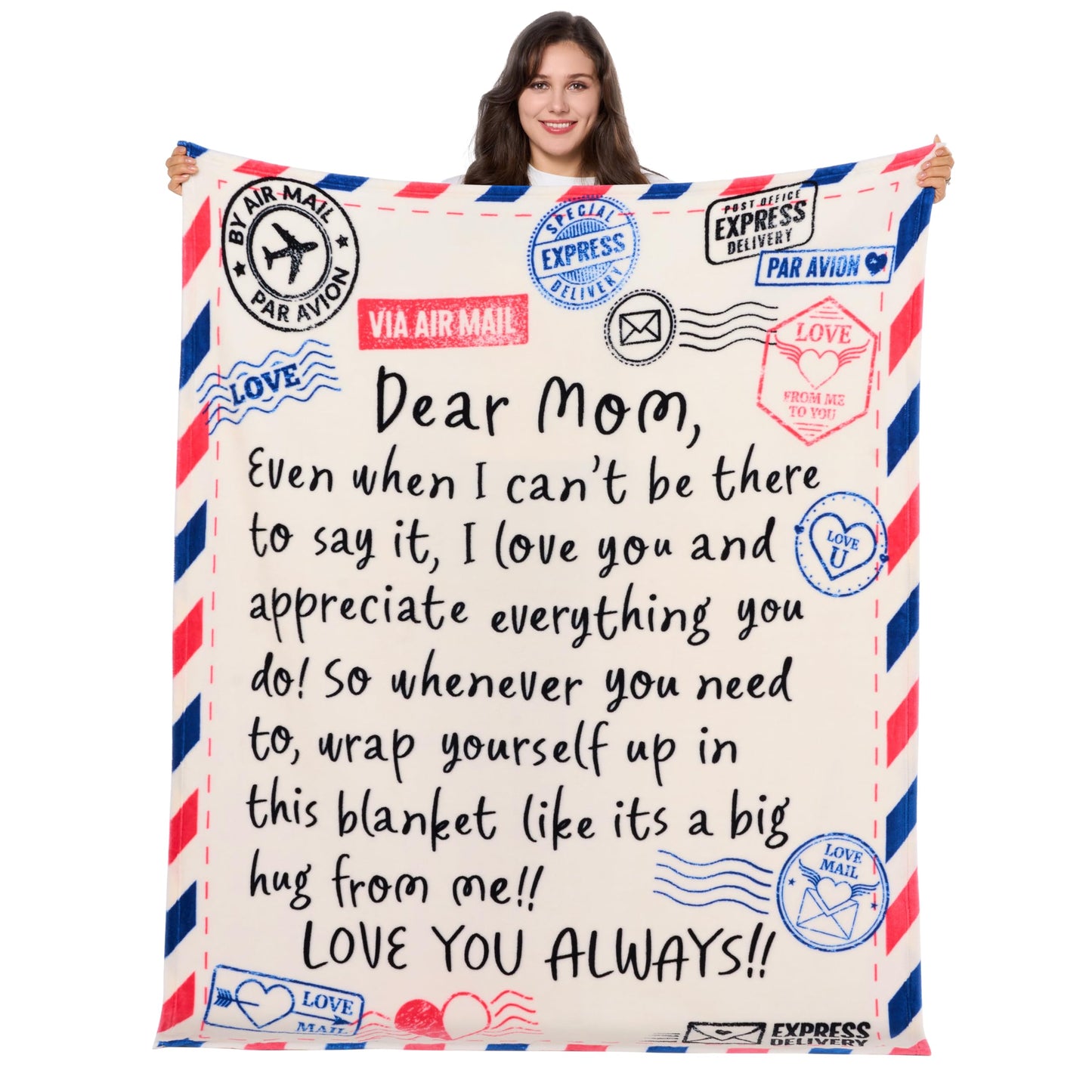 Joiedomi Birthday Gifts for Mom Soft Flannel Mom Blanket for Women Wife Grandma Mothers Day Anniversary Present from Daughter Son 50" x 60" Ivory White