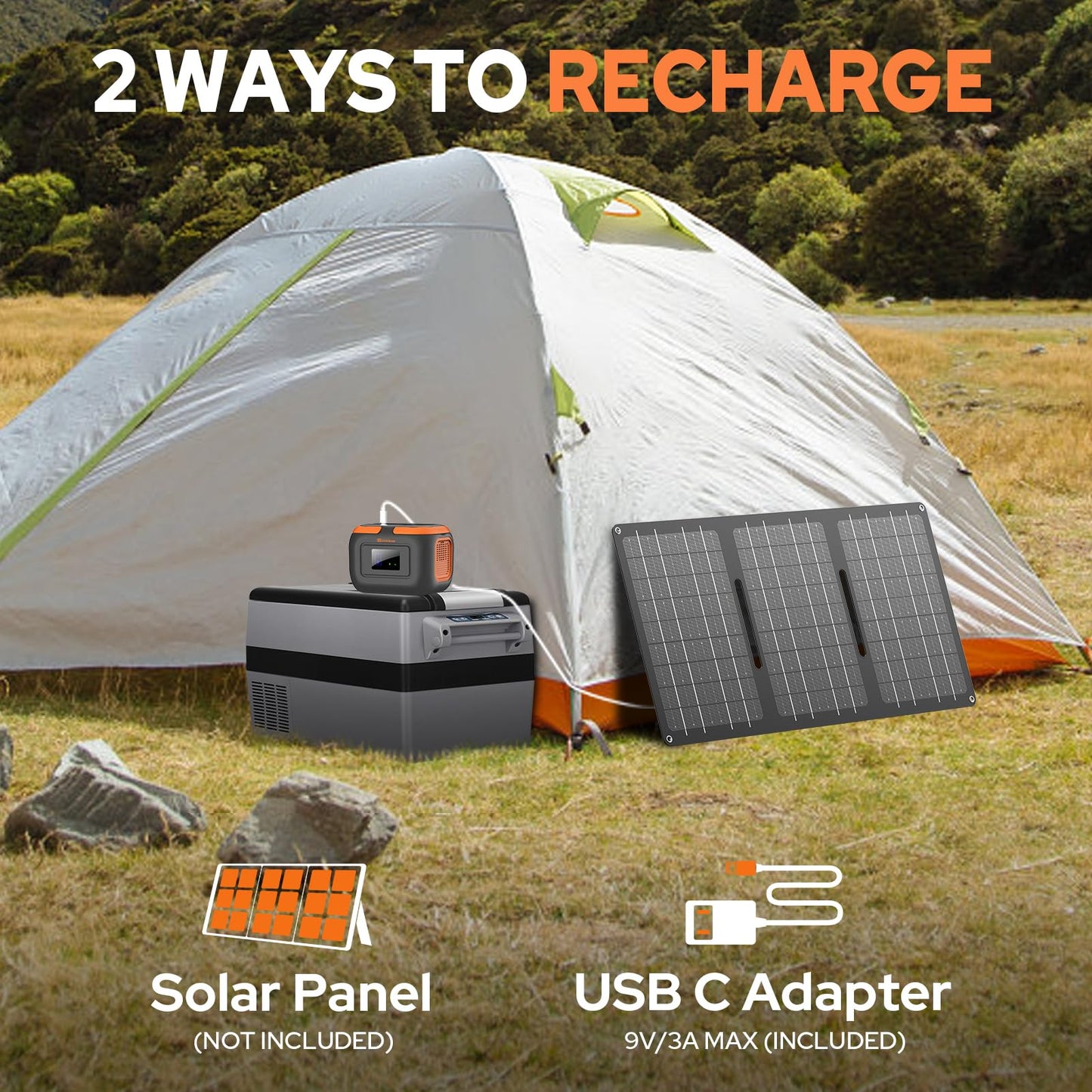 Portable Power Station 120W, Power Bank with AC Outlet, Portable Generator 97.6Wh External Battery Power Pack with USB C Input for Camping Home Van Life Adventure Backup
