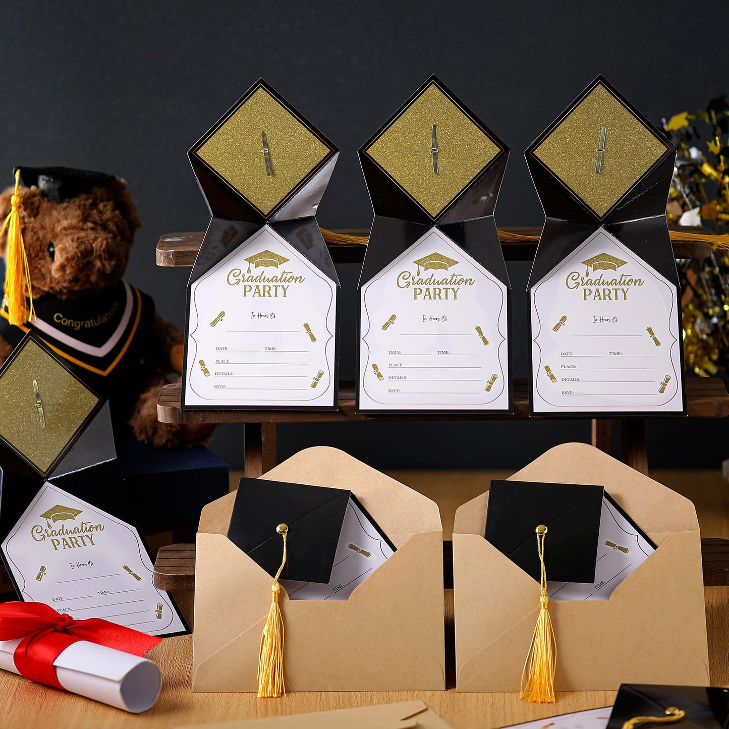 Kosiz 30 Pack Graduation Invitation with Envelopes Graduation Party Invitations Class of 2025 Grad Celebration Announcement Cards Party Supplies for University Masters