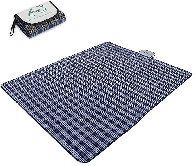 Wind Tour Waterproof Picnic Blanket with Carry Strap - Foldable Sandproof Outdoor Mat for Camping, Beach, Park - 59" x 7...
