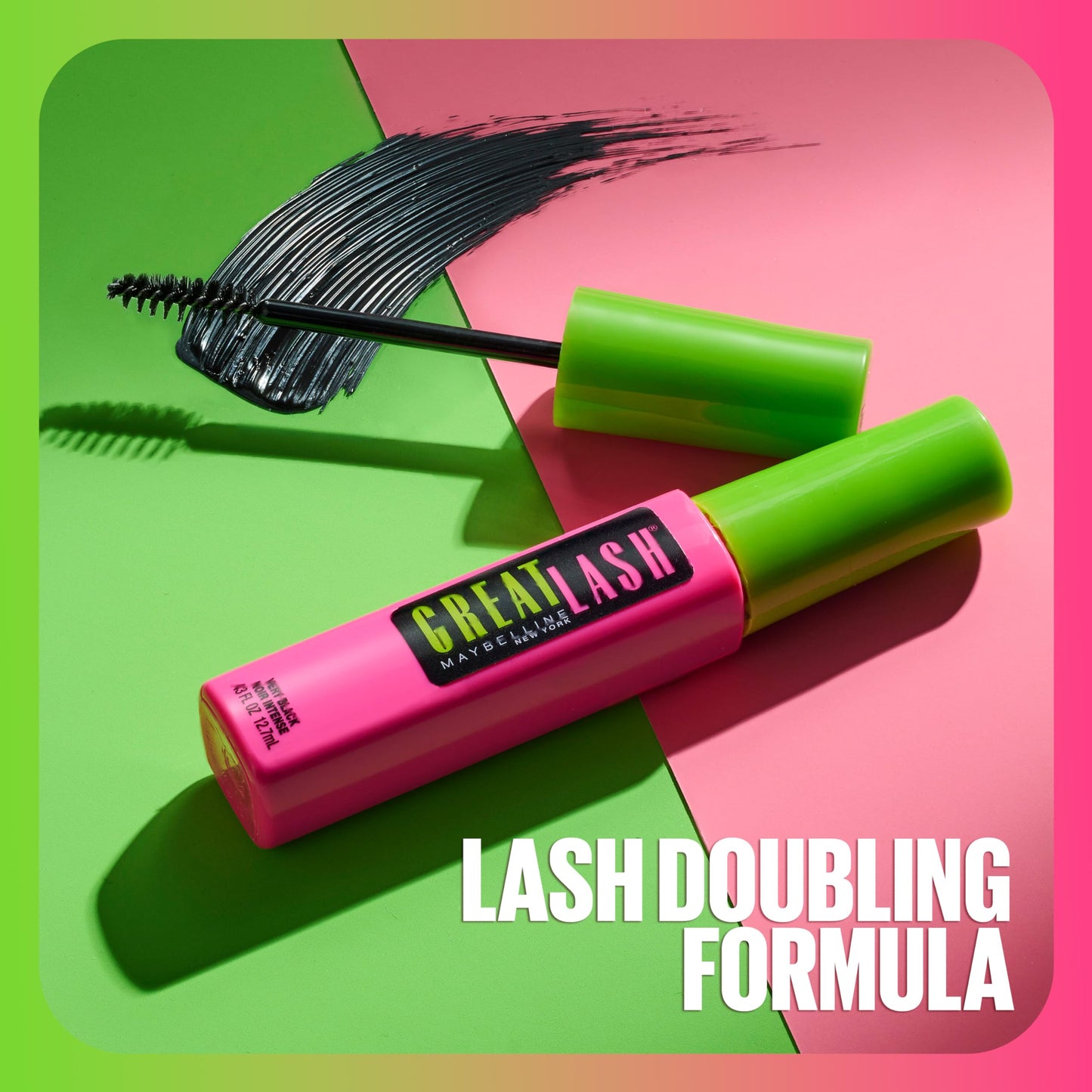 Maybelline Great Lash Curved Brush Washable Mascara, Volumizing, Lengthening and Curling Mascara, Blackest Black, 1 Count