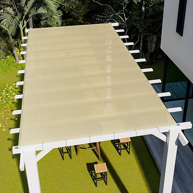 E&K Sunrise 16' x 28' Sun Shade Sail Straight Edge Rectangle Canopy Shade Cover with D-Ring Grommets UV Block for Outdoor ...
