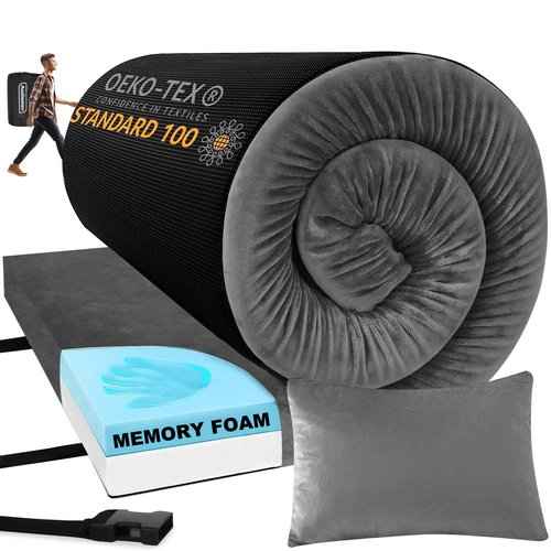 Aodisman Sleeping Pad,3-inch Thick Memory Foam Camping Mattress,Portable Roll-Up Mat for Car/Tent/Floor/Cot/Travel,Comfortable Pad for Guests Sleepover