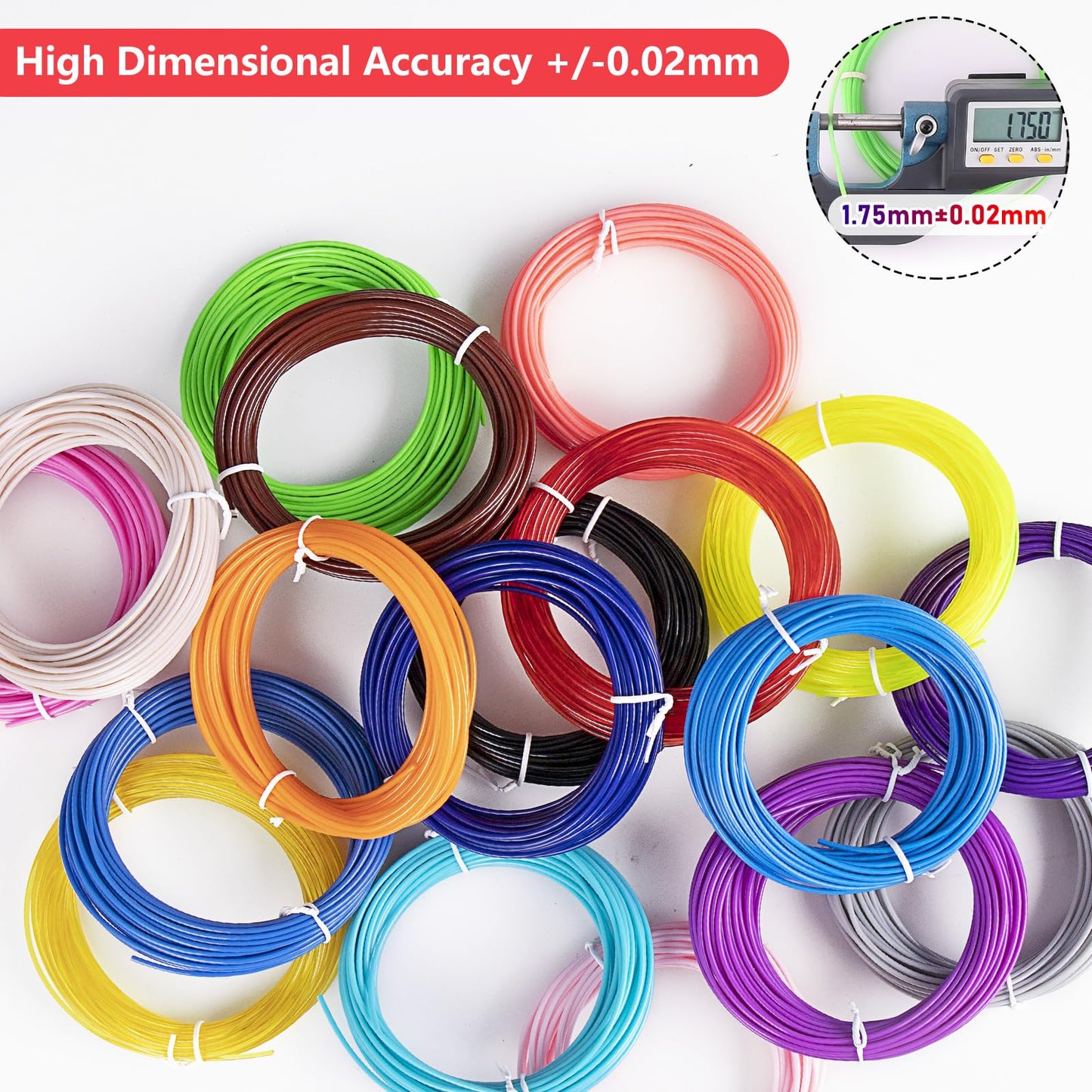 3Dgenius 36 Colors 3D Pen Filament 1.75mm PLA, Each Color 32.8 Feet, Total 1181 Feet 3D Pen Filament Refills 3D Printing Pen Refills with High-Precision Diameter Not Compatible with 3Doodler Pen