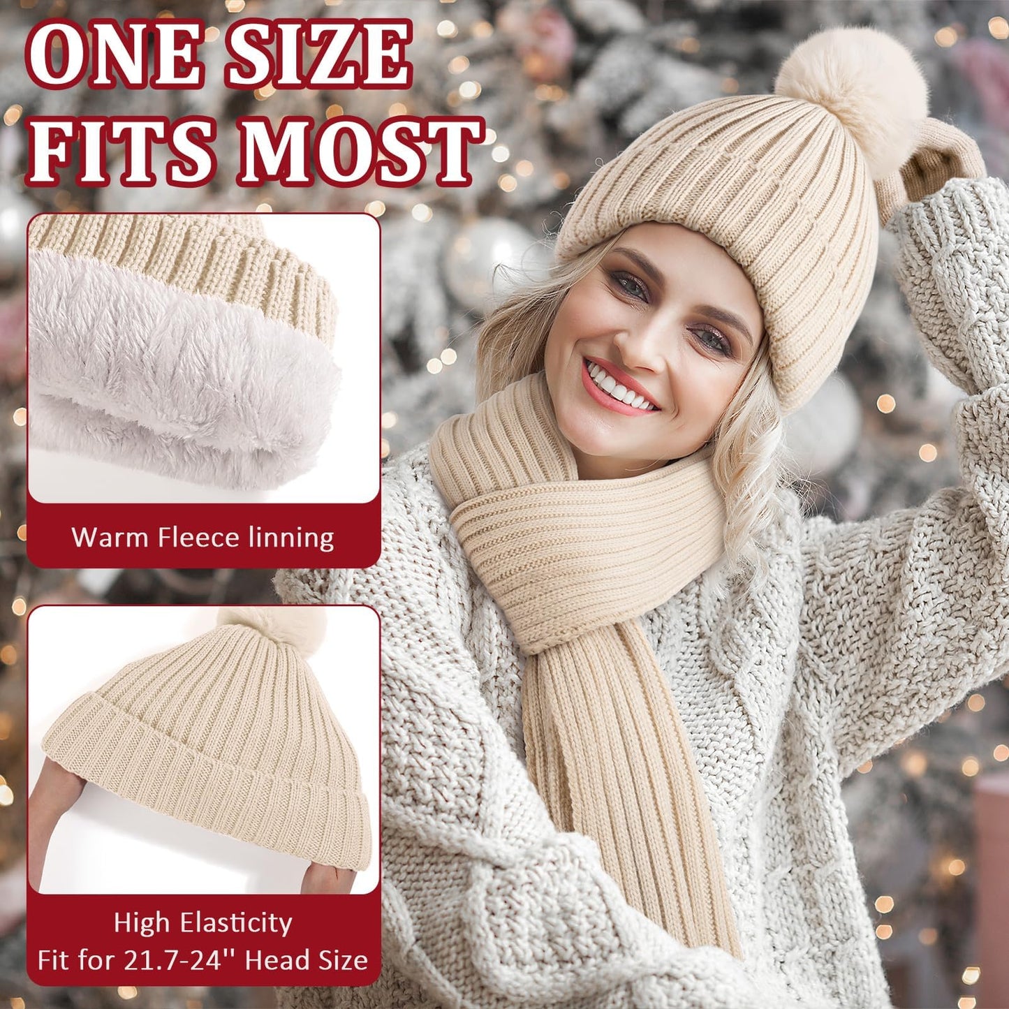 Birthday Gifts for Women, Relaxing Spa for Women Care Package Self Care Mothers Day Gifts for Mom Friend Her Sister Wife Teacher w/Winter Beanie Hat Scarf Gloves Set